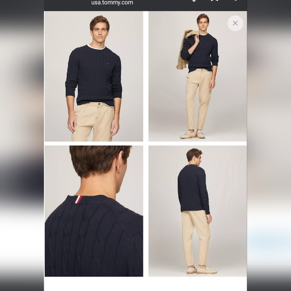 TOMMY HILFIGERFLAG LOGO CABLE KNIT SWEATER Size XS - Picture 4 of 4